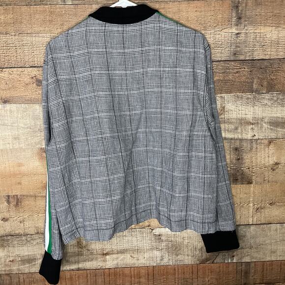 Current/Elliott Dassen Side Stripe Linen Bomber Jacket Charles Plaid SZ 3 Large - Picture 7 of 10